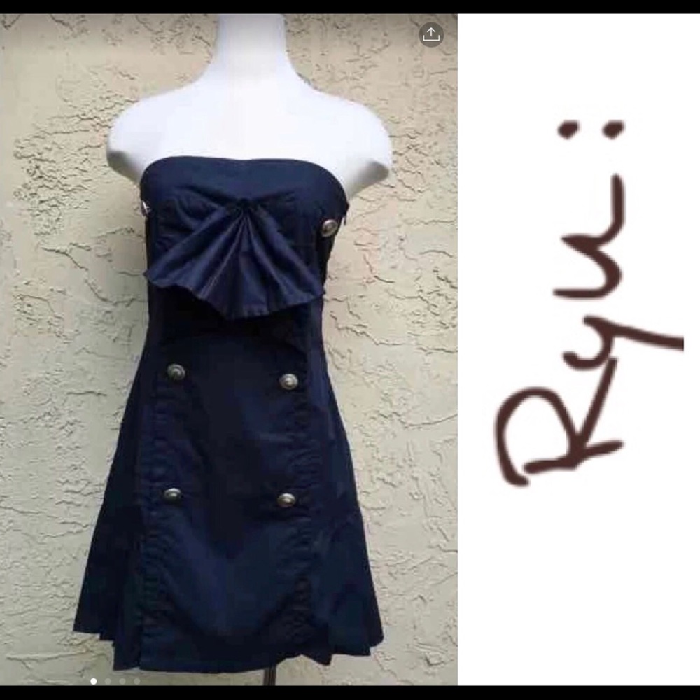 Final Sale Sleeveless Blue Khaki Dress - Picture 2 of 8